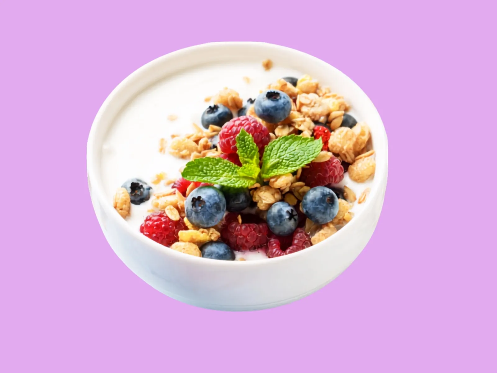 A CD Yogurt cup piled high with colourful fresh fruit toppings
